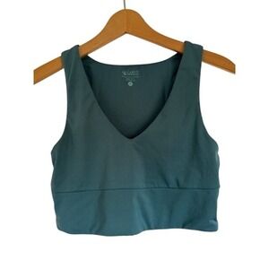 Carve Designs Green V Neck Sports Bra Crop Top Athletic Activewear - Size S